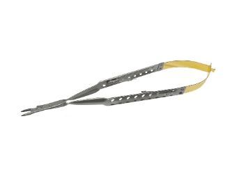 17.75 round handled needle holder w/suture cutter and straight tips